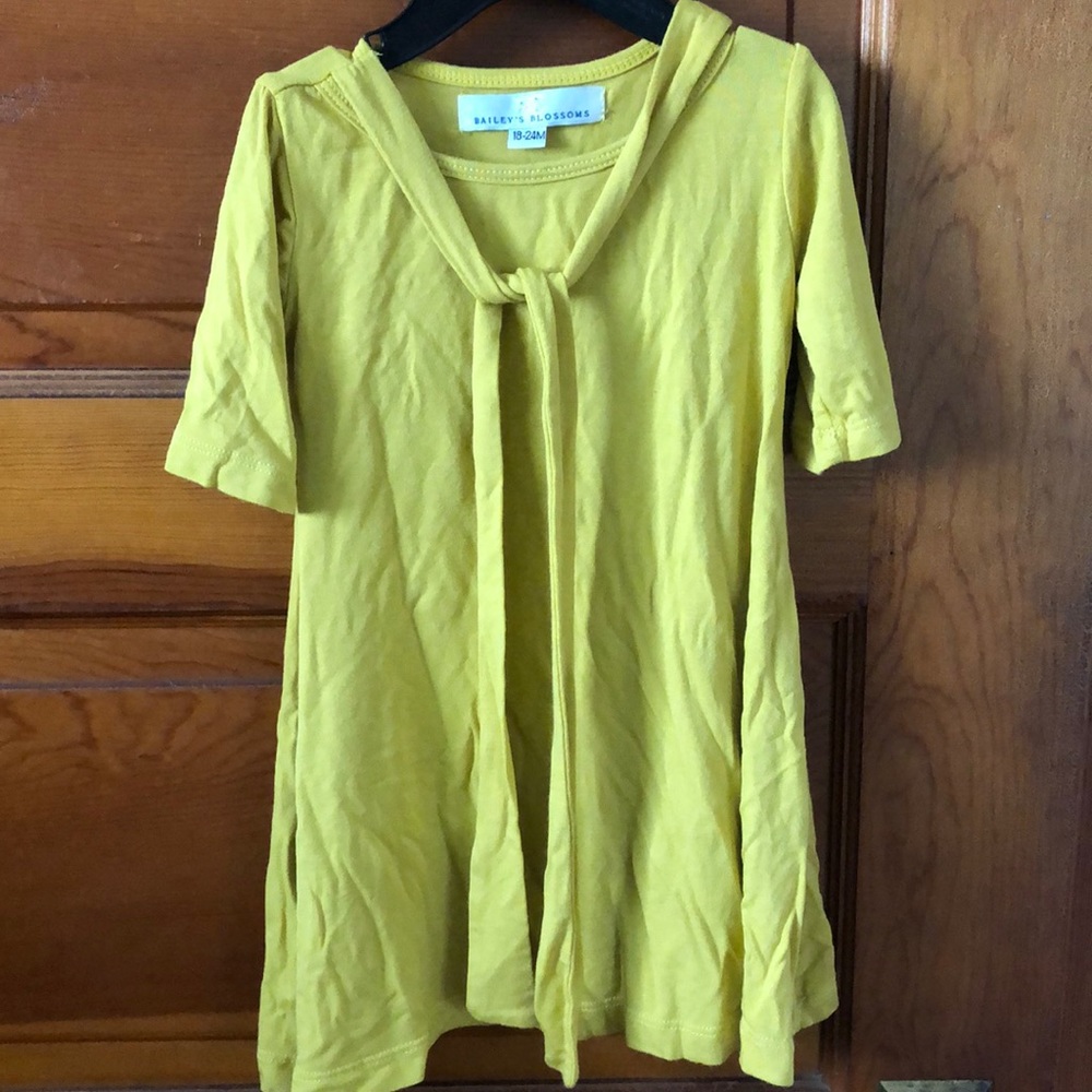 Little Girls Mustar Yellow Tie Dress